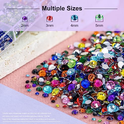 3500pcs Face Gems for Makeup with Glue, Colorful Beads & Round Glass Crystal AB & Clear Gems & Cosmetic Chunky Glitter with Dotting Tools, Eye Jewels for Body Hair Make-up, Nail...