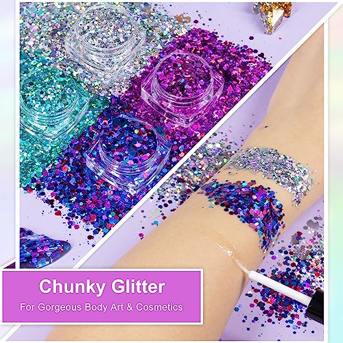 3500pcs Face Gems for Makeup with Glue, Colorful Beads & Round Glass Crystal AB & Clear Gems & Cosmetic Chunky Glitter with Dotting Tools, Eye Jewels for Body Hair Make-up, Nail...