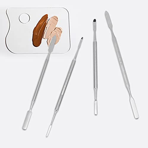 4Pcs Stainless Steel Depotting Spatula Makeup Spatula Tool Make Up Accessories for Makeup Cosmetics Mixing