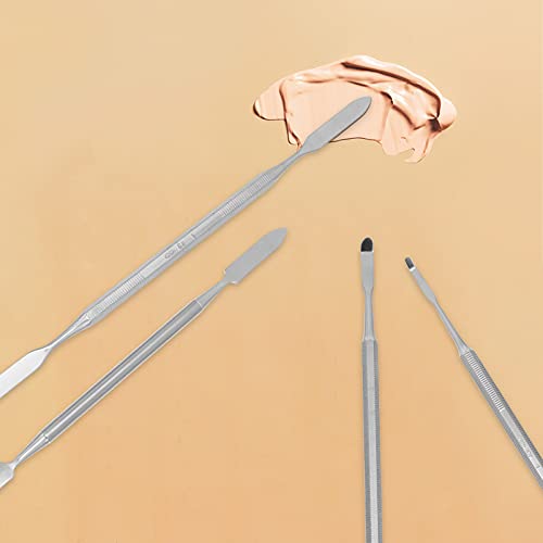 4Pcs Stainless Steel Depotting Spatula Makeup Spatula Tool Make Up Accessories for Makeup Cosmetics Mixing