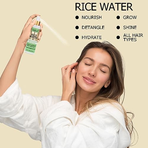 7.14 FL OZ Rice Water For Hair Growth All Natural Vegan Leave in Rice Water Spray Hair Care Products for Woman & Men, Rice Water Hair Growth Spray Hair Mist For Dry, Frizzy,...