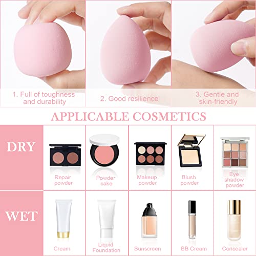 AUAUY 4 PCS Make up Schwamm Set, Foundation Blending Beauty Sponge, Beauty Makeup Schwämme Blender für Flüssigkeit Foundation Puder Sonnenschutz und Creme mit 1 Schwammhalter, 1...