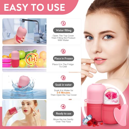 AURUZA Ice Face Roller and Gua Sha Set, Ice Roller for Face & Eye Puffiness Relief Beauty Facial Rollers Mold Icing Massage Skin Care Tools for Brighten Lubricate Shrink Pores...