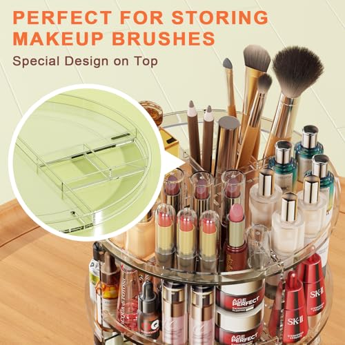 Auxmir Make Up Kosmetik Organizer, 360° Drehbar Aufbewahrung, Schmink Organizers für Dresser Schminktisch Skincare Aufbewahrungssystem, Transparent