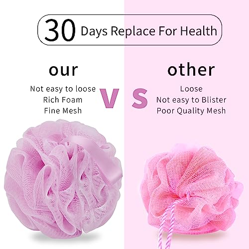 Bath Loofah Sponge Body Scrubber Shower Sponge Exfoliating Mesh Pouf Shower Ball Bath Sponges for Women and Men Bathing Accessories (4Pack 50G Colorful)