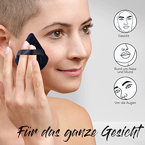 BEAKEY Dreieck Makeup Puderquaste für Lose Puder und Flüssige Kosmetik, Weicher Plüsch-Puderschwamm, Make-up Powder Puff, Make-up-Werkzeug (6 Stück Schwarz)