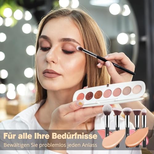 BEAKEY Pinselset Makeup Professionelles Foundation Make up Pinsel Set Premium Puderpinsel Lidschatten Blush Schminkpinsel Set Beauty Schwamm (10+2 Stück, Silber)