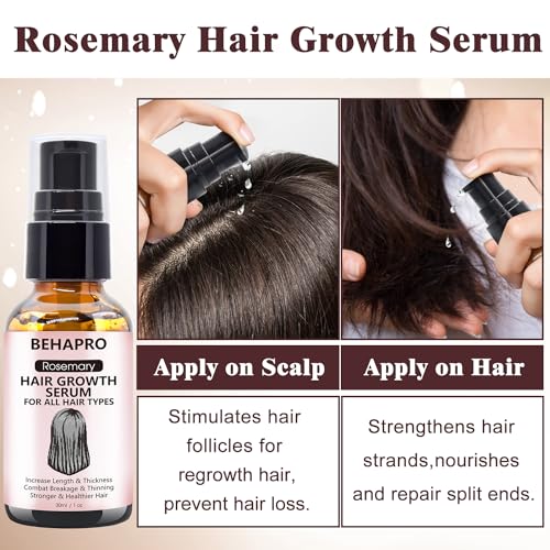 BEHAPRO Rosemary Oil for Hair Growth,w/Hair Growth Serum,Hair Growth Shampoo,Diluted Rosemary Oil Biotin Castor Oil & Argan Oil for Hair Loss Care Treatment Hair Thickening...