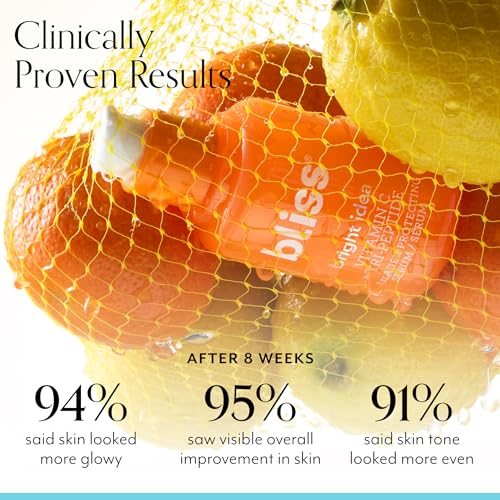 Bliss Bright Idea Vitamin C + Tri-Peptide Collagen Brightening Face Skincare Serum - Anti Aging, Reduces Dark Spots, Boosts Skin Elasticity - Clean - Vegan & Cruelty-Free - 1 Fl Oz