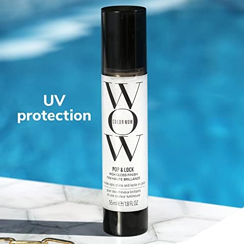 Color Wow Pop + Lock Frizz Control + Glossing Serum – Anti-frizz serum with heat protection; Seals split ends; Moisturises; Silkens and shines dull, dehydrated hair