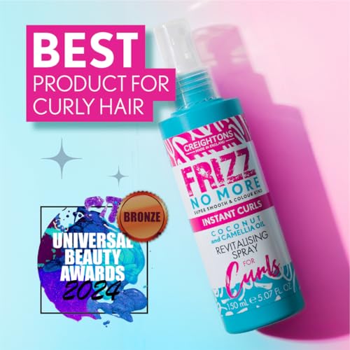 Creightons Frizz No More Instant Curls Revitalising Spray 150ml – Defines Curls, Reduces Frizz & Adds Glossy Shine with Coconut & Camellia Oil | Colour-Kind, All Hair Types