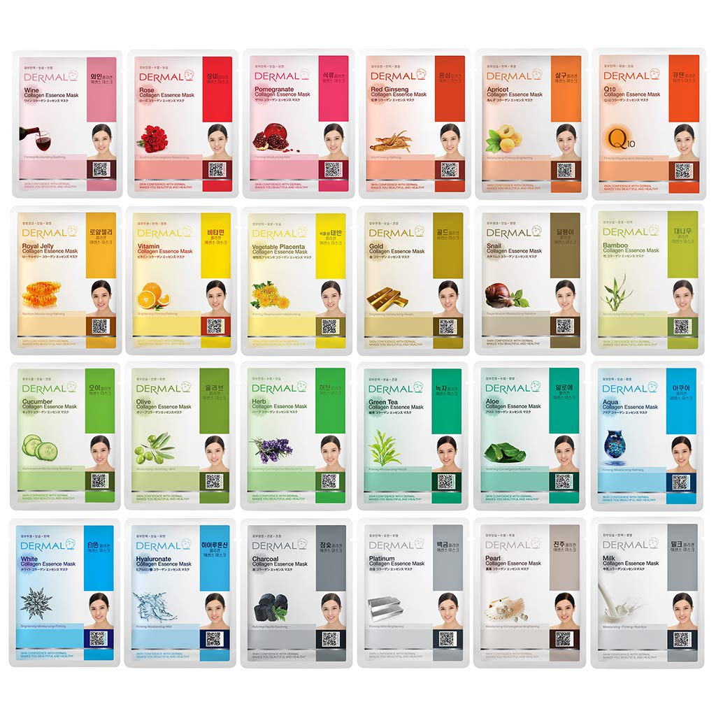 DERMAL 24 Combo Pack A Collagen Essence Korean Face Mask - Hydrating & Soothing Facial Mask with Panthenol - Hypoallergenic Self Care Sheet Mask for All Skin Types - Natural... DERMAL 24 Combo Pack A Collagen Essence Korean Face Mask - Hydrating & Soothing Facial Mask with Panthenol - Hypoallergenic Self Care Sheet Mask for All Skin Types - Natural...