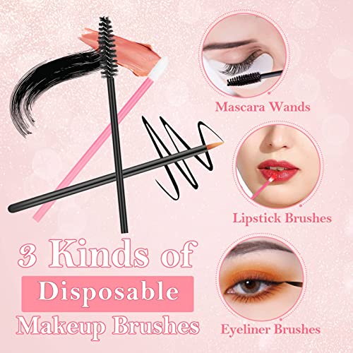 Disposable Makeup Applicators Accessories Kit Makeup Artist Supplies with Mixing Tray Mascara Wands, Lip Brushes, Hair Clips Triangle Puff for Face with Storage Box