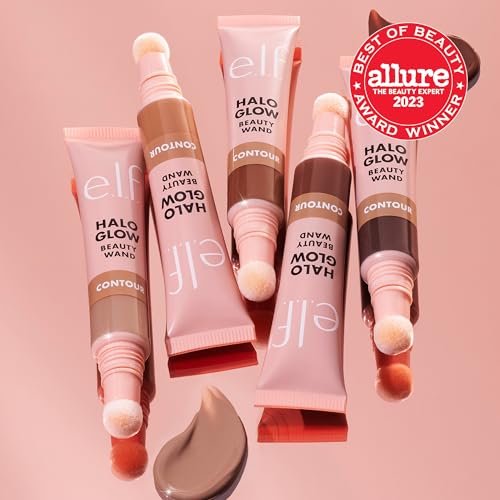 e.l.f. Halo Glow Contour Beauty Wand, Flüssiger Konturenstab Für Einen Natürlich Geformten Look, Aufbaubare Formel, Vegan & Tierversuchsfrei, Light/Medium, 10 ml