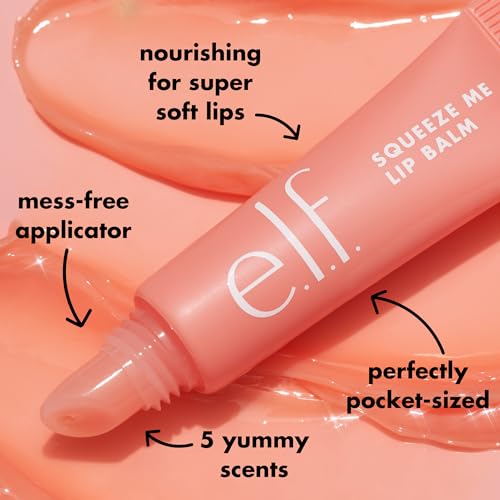 e.l.f. Squeeze Me Lip Balm, Moisturizing Lip Balm For A Sheer Tint Of Color, Infused With Hyaluronic Acid, Vegan & Cruelty-free, Strawberry