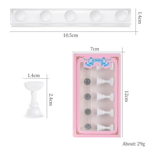 Etercycle Acrylic Nail Display Stand DIY Nail Crystal Holder Magnetic Practice Stands with Reusable Adhesive Putty Clay for False Nail Tip Manicure Tool (2 White)