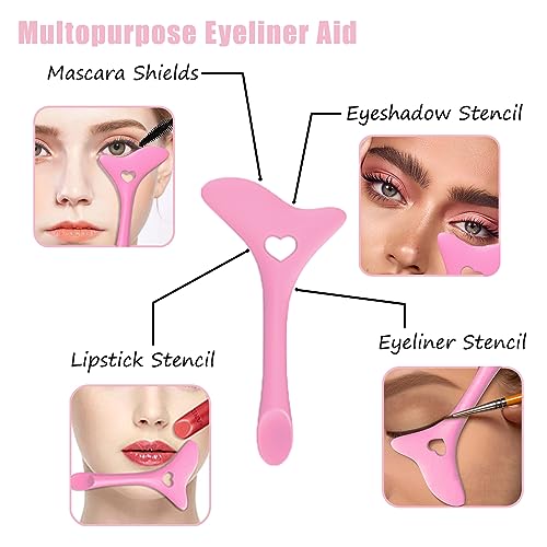 Eyeliner Stencils Tool Silicone Eyeliner Aid Stencils Eyeshadow Shields Stencil Reusable Mascara Shield Guard Multifunctional Eye Makeup Tool Kit Eye Makeup Accessory Tool 4pcs