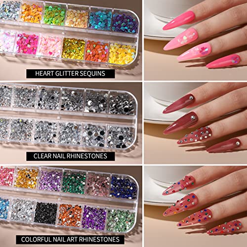 FANDAMEI Nail Art Kit, Nail Design Tools Kit with Nail Art Brushes, Nail Dotting Tools,Fine Glitter,Nail Butterfly, Nail Heart Glitter Sequins, Nail Foil Flakes, Nail Art...