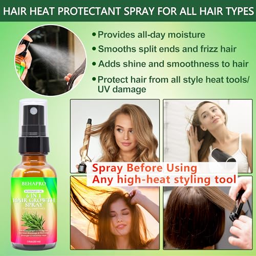 Hair Growth Shampoo and Conditioner Sets w/6 in 1 Heat Protectant Spray,Rosemary Oil Biotin Keratin Caffeine Sulfate Free Hair Thickening Products for Thinning Hair & Hair...