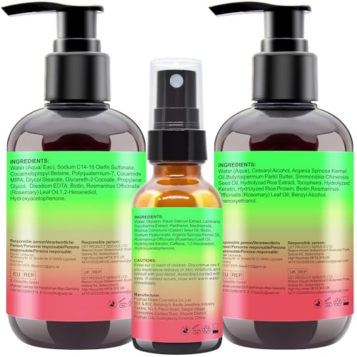 Hair Growth Shampoo and Conditioner Sets w/6 in 1 Heat Protectant Spray,Rosemary Oil Biotin Keratin Caffeine Sulfate Free Hair Thickening Products for Thinning Hair & Hair...