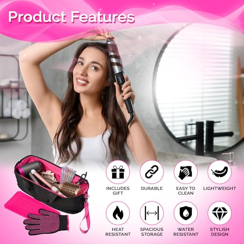 Hair Tool Travel Bag with Heat Resistant Mat for Flat Iron, Straighteners, Curling Iron, Makeup, Toiletries & Haircare Accessories, Portable Hot Tools Organizer with Silicone...