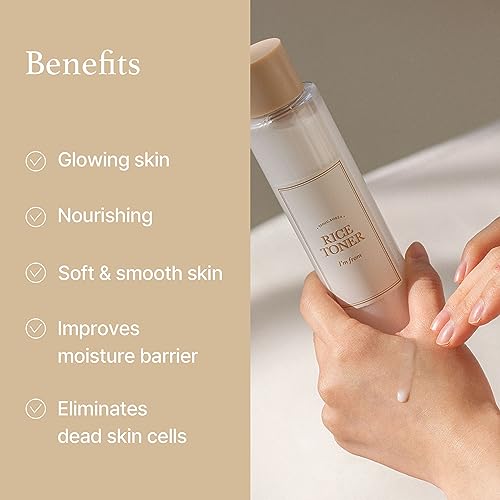 I'm from Rice Toner, Milky Toner for Glowing Skin, 77.78% Korean Rice, Glow Essence with Niacinamide, Hydrating for Dry, Dull, Combination Skin, Vegan, Fragrance Free, Glass...