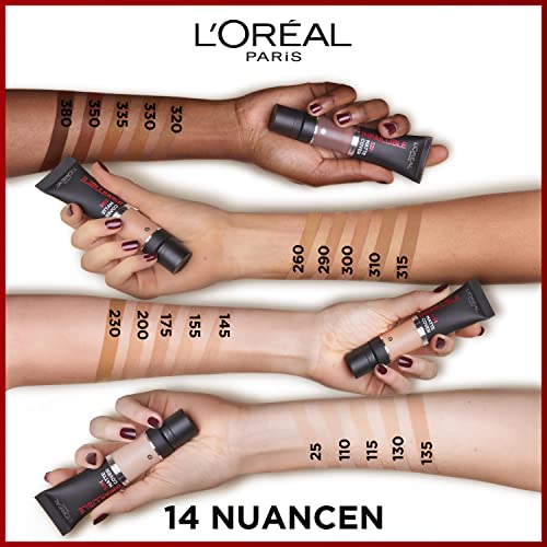 L'Oréal Paris Make up, Wasserfest und langanhaltend, Mattierende, flüssige Foundation mit hoher Deckkraft, Formel mit 4% Niacinamiden, Infaillible 32H Matte Cover, Nr. 260 Warm,...