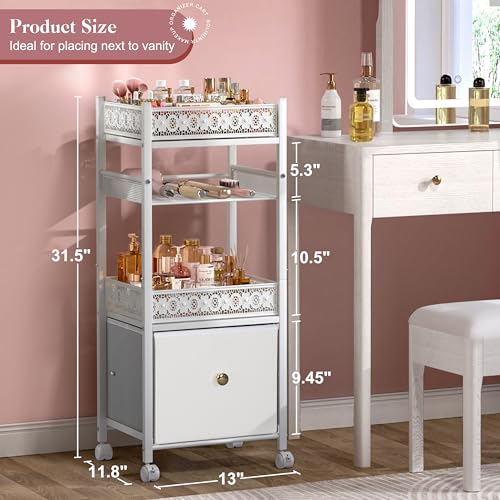 Makeup Organizer, Large Skincare Organizers, Make Up Organizers for Vanity, Makeup Storage Cosmetic Organizer with Drawer, Bathroom Vanity Organizer Makeup Holder Cart for Skin...