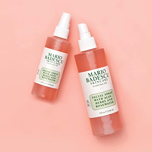 Mario Badescu Facial Spray with Aloe, Herbs and Rose Water for All Skin Types, Face Mist that Hydrates, Rejuvenates & Clarifies