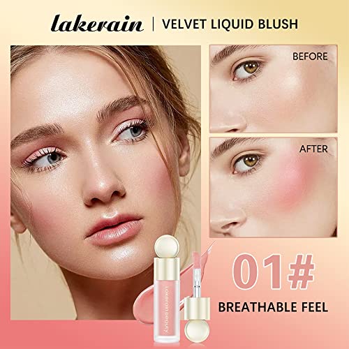 Matte Liquid Blushes Velvet Liquid Blush Lightweight Breathable Cream Cheek Blush Long-lasting Smudge-proof Natural looking Easy To Blend Blush (# Color 01)