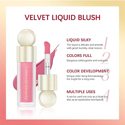 Matte Liquid Blushes Velvet Liquid Blush Lightweight Breathable Cream Cheek Blush Long-lasting Smudge-proof Natural looking Easy To Blend Blush (# Color 01)