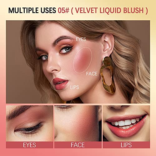 Matte Liquid Blushes Velvet Liquid Blush Lightweight Breathable Cream Cheek Blush Long-lasting Smudge-proof Natural looking Easy To Blend Blush (# Color 01)