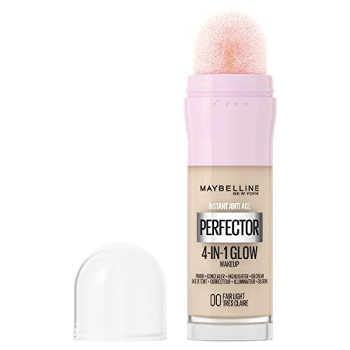 Maybelline New York 4-in-1 Make Up with Concealer, BB Cream, Powder and Primer, for a Perfectly Complexion, Light Coverage, Sponge Applicator, Instant Perfector Glow, No.00 Fair...