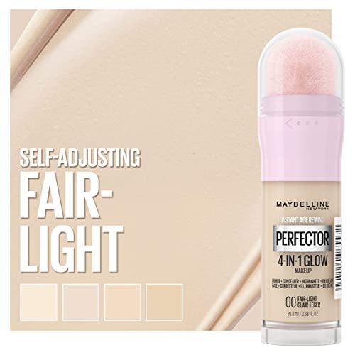 Maybelline New York 4-in-1 Make Up with Concealer, BB Cream, Powder and Primer, for a Perfectly Complexion, Light Coverage, Sponge Applicator, Instant Perfector Glow, No.00 Fair...