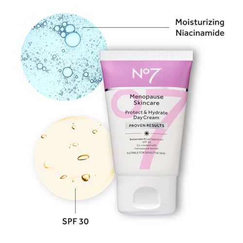 No7 Menopause Skincare Protect & Hydrate Day Cream - SPF 30 Facial Moisturizer with Green Tea + Niacinamide for Smoother & Brighter Skin - Menopause Support Skincare with...