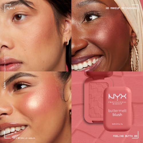 NYX Professional Makeup Buttermelt Blush, Creamy Texture with Shea Butter, Almond Butter & Mango Butter, Easy to Blend for a Fresh Look, Feeling Butta