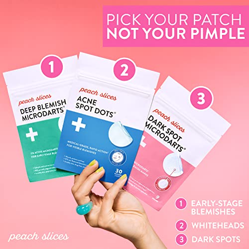 Peach Slices | Acne Spot Dots | Hydrocolloid Acne Patches | For Zits, Blemishes, & Breakouts | Vegan | Cruelty-Free | Pimple Patches | Facial Skin Care Products | 3 Sizes (7mm,...