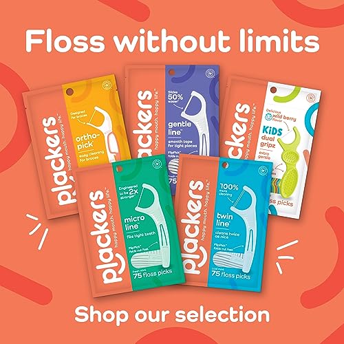 Plackers Twin-Line Dental Flossers, Cool Mint Flavor, Dual Action Flossing System, Easy Storage, Super Tuffloss, 2X The Clean, 75 Count