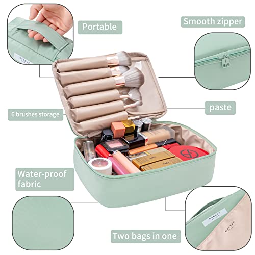 Queboom Travel Makeup Bag Cosmetic Bag Makeup Bag Toiletry bag for women and men (Green)