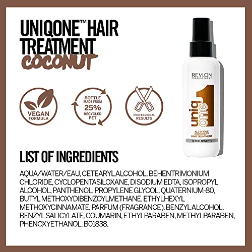 REVLON PROFESSIONAL Uniqone Coco Hair Treatment, Leave-in Hair Treatment, Hair Treatment, Coconut Fragrance – 150 ml