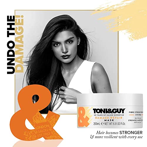 Toni & Guy | Damage Repair Hair Mask for Intense Reconstruction | Unisex | Ideal For Dry and Damaged Hair | Patented Fibre Strengthening System | 6.8 Ounce