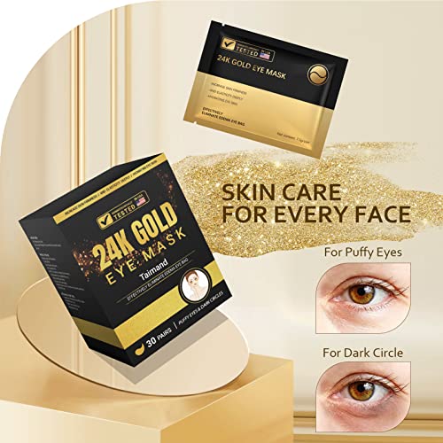 Under Eye Patches (30 Pairs), 24K Gold Under Eye Mask for Puffy Eyes, Dark Circles,Bags and Wrinkles with Collagen,Relieves Pressure and Reduces Wrinkles,Revitalises and...