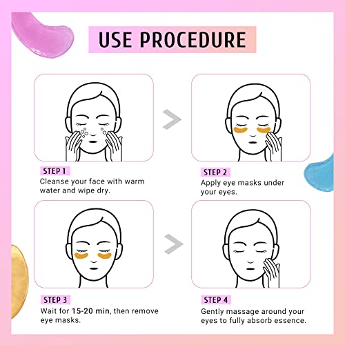 Under Eye Patches (30 Pairs) Gold Eye Mask and Hyaluronic Acid Eye Patches for puffy eyes,Rose Eye Masks for Dark Circles and Puffiness under eye skin care Smooth Wrinkles products