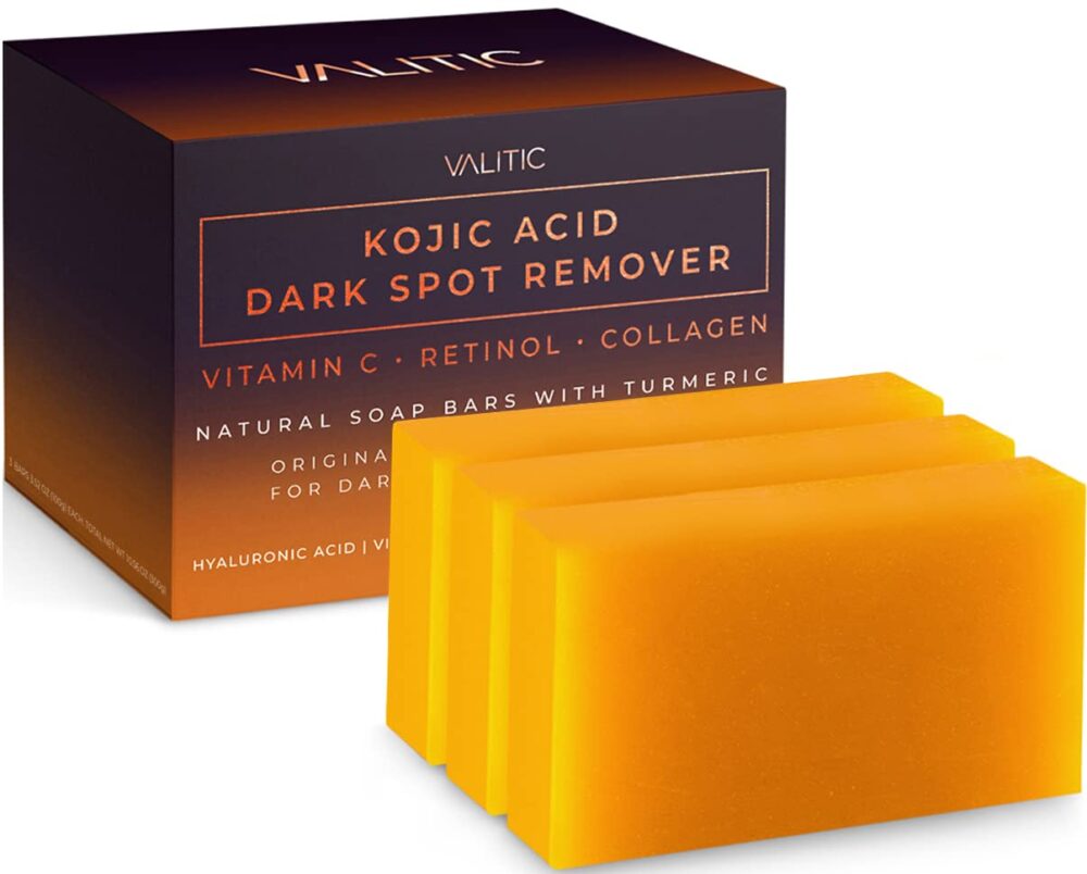 VALITIC Kojic Acid Dark Spot Remover Soap Bars with Vitamin C, Retinol, Collagen, Turmeric - Original Japanese Complex Infused with Hyaluronic Acid, Vitamin E, Shea Butter,...